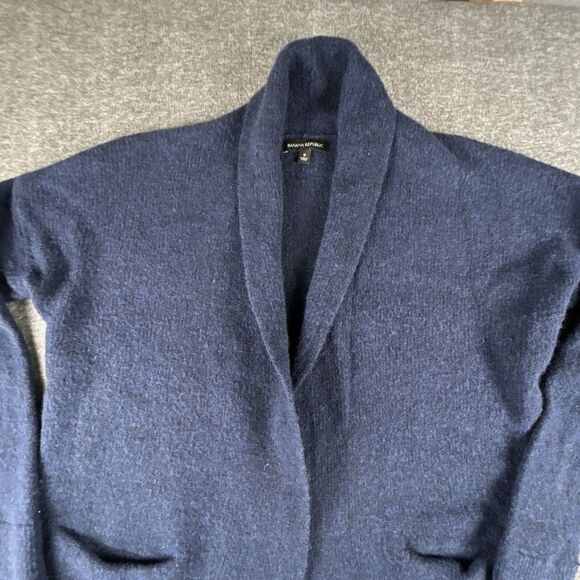 Banana Republic Wool Cardigan Womens Sz S Navy Blue Merino Wool Blend Alpaca - Picture 2 of 7